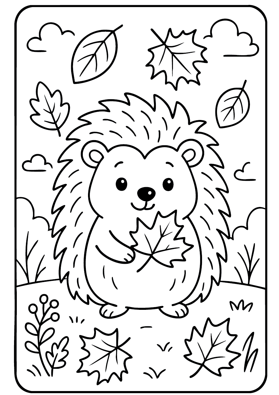 ระบายสี เม่นมีใบไม้