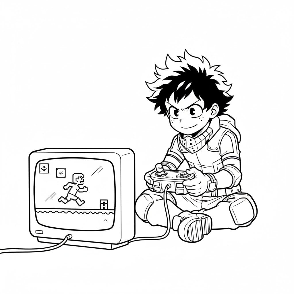 ระบายสี มิโดริยะกำลังเล่นเกม