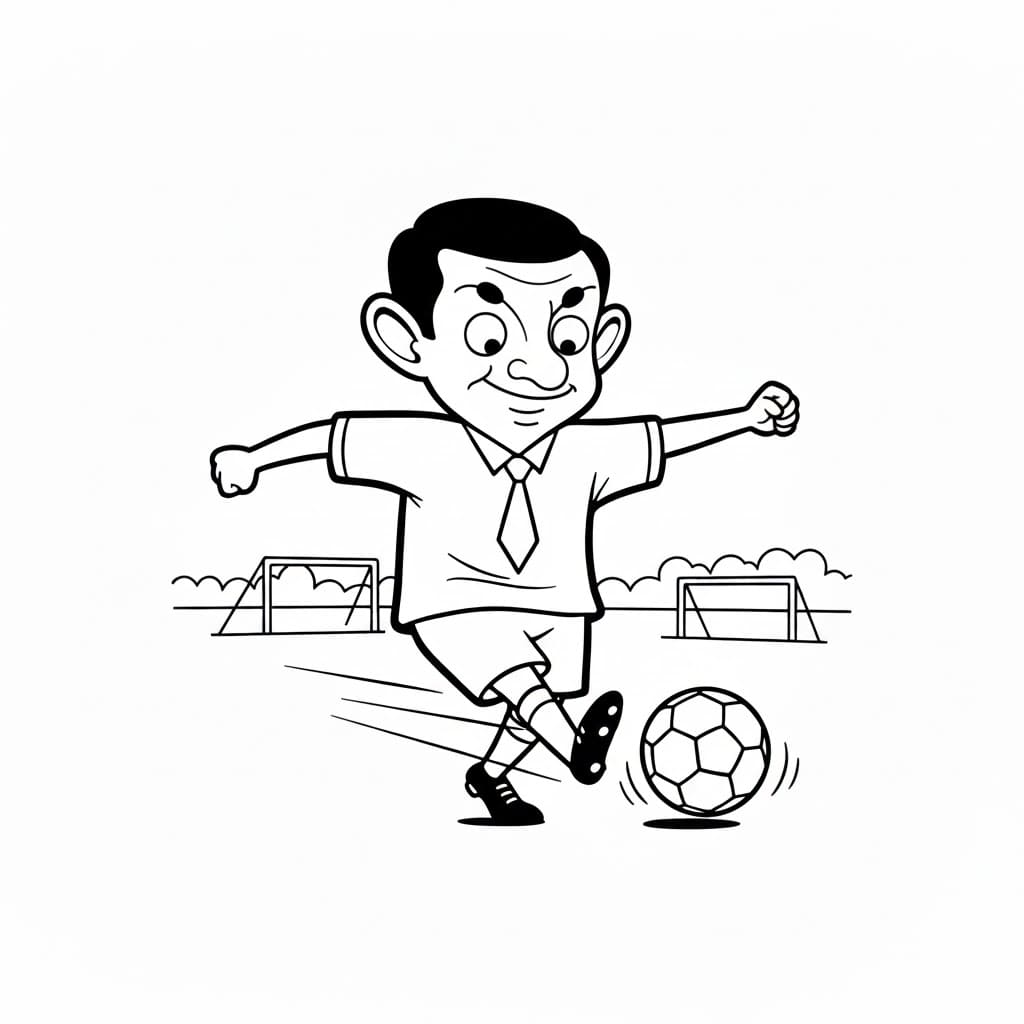 ระบายสี มิสเตอร์บีนกำลังเล่นฟุตบอล