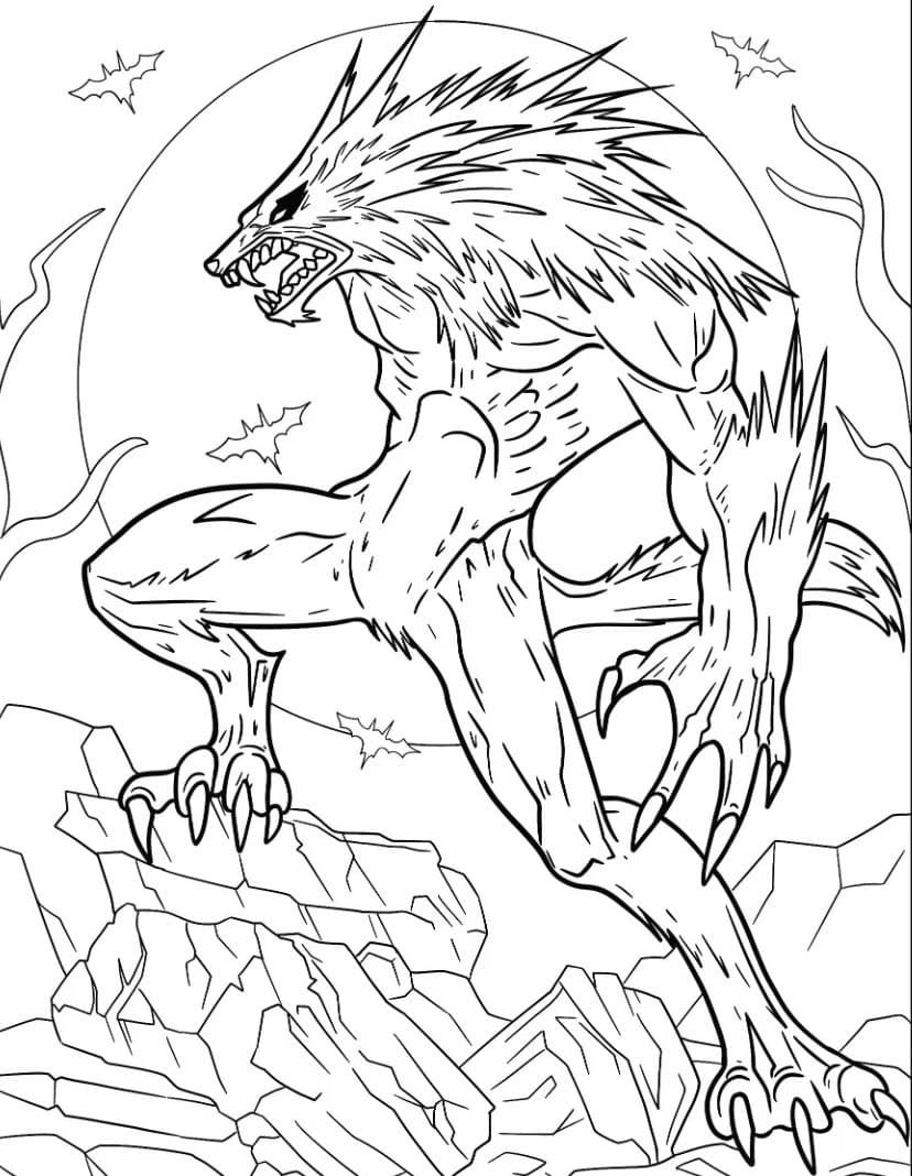 ระบายสี มนุษย์หมาป่าบนดวงจันทร์