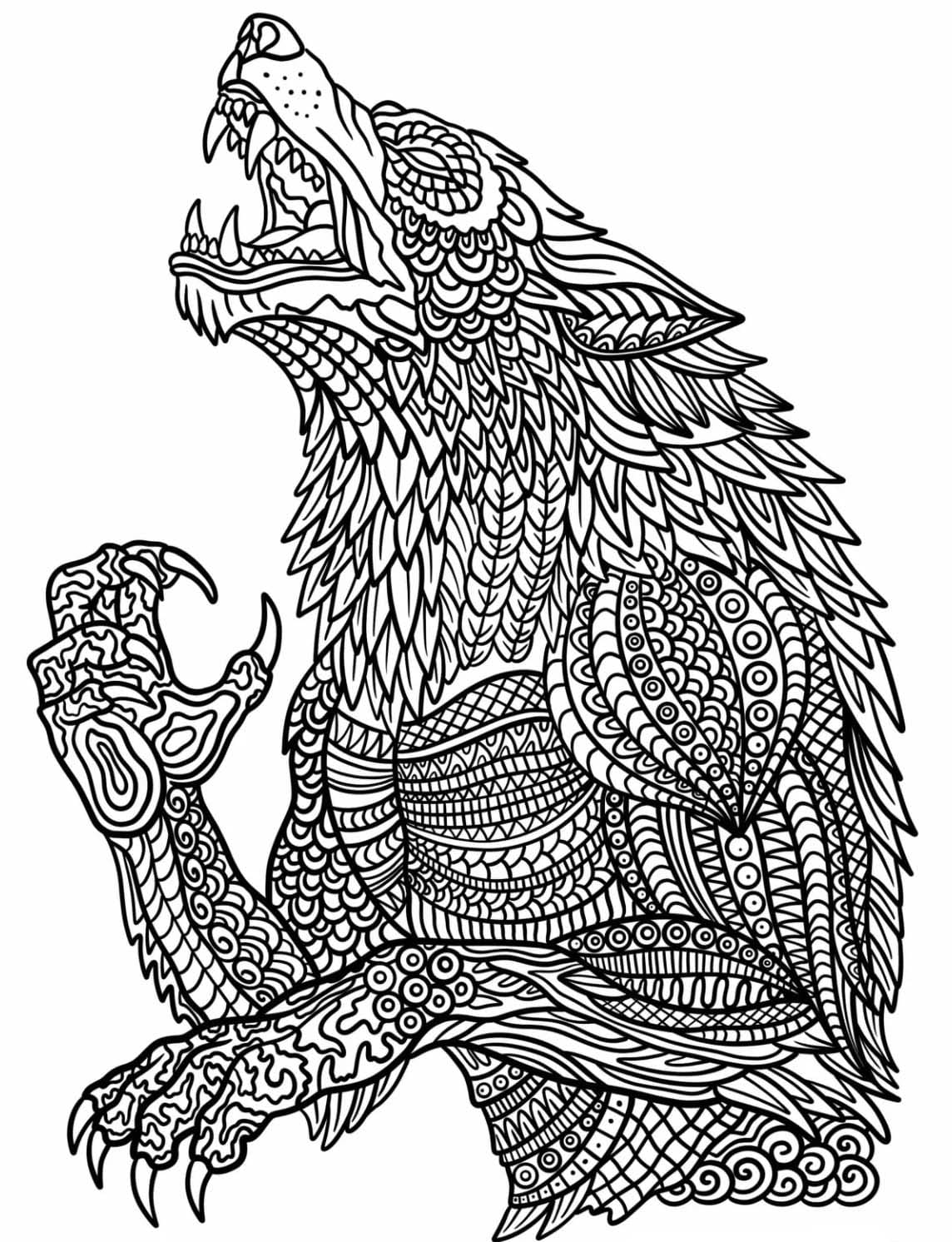 ระบายสี มนุษย์หมาป่าหอนอันซับซ้อน