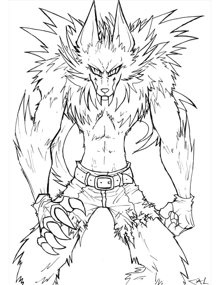 ระบายสี มนุษย์หมาป่า พิมพ์ได้ฟรี