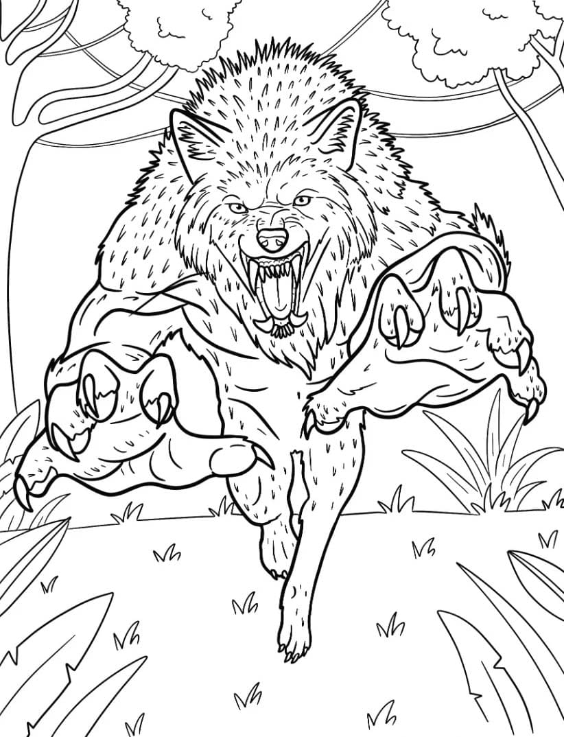 ระบายสี มนุษย์หมาป่าตะครุบเหยื่อ