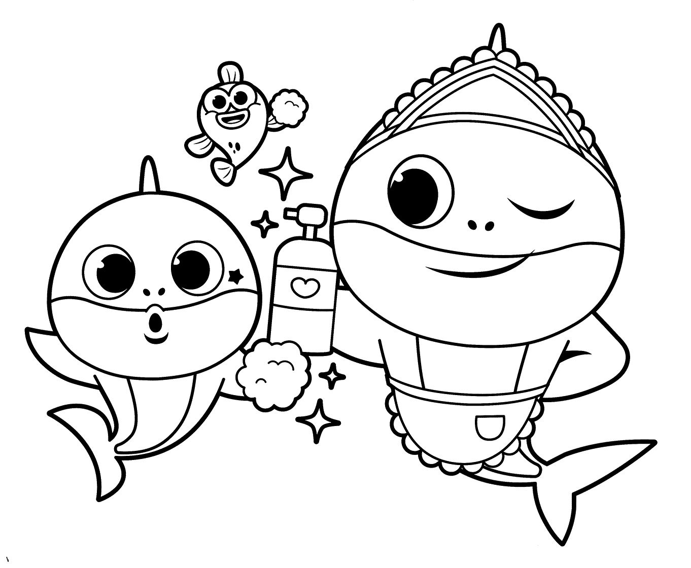 ระบายสี มือของเด็กชายฉลามและมือของแม่ฉลาม