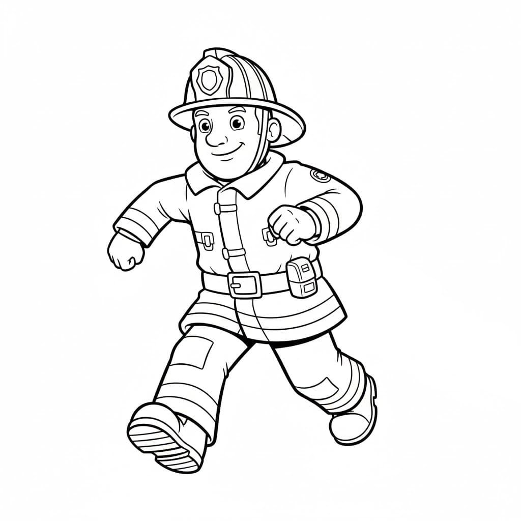 ระบายสี นักดับเพลิงแซมกำลังวิ่ง