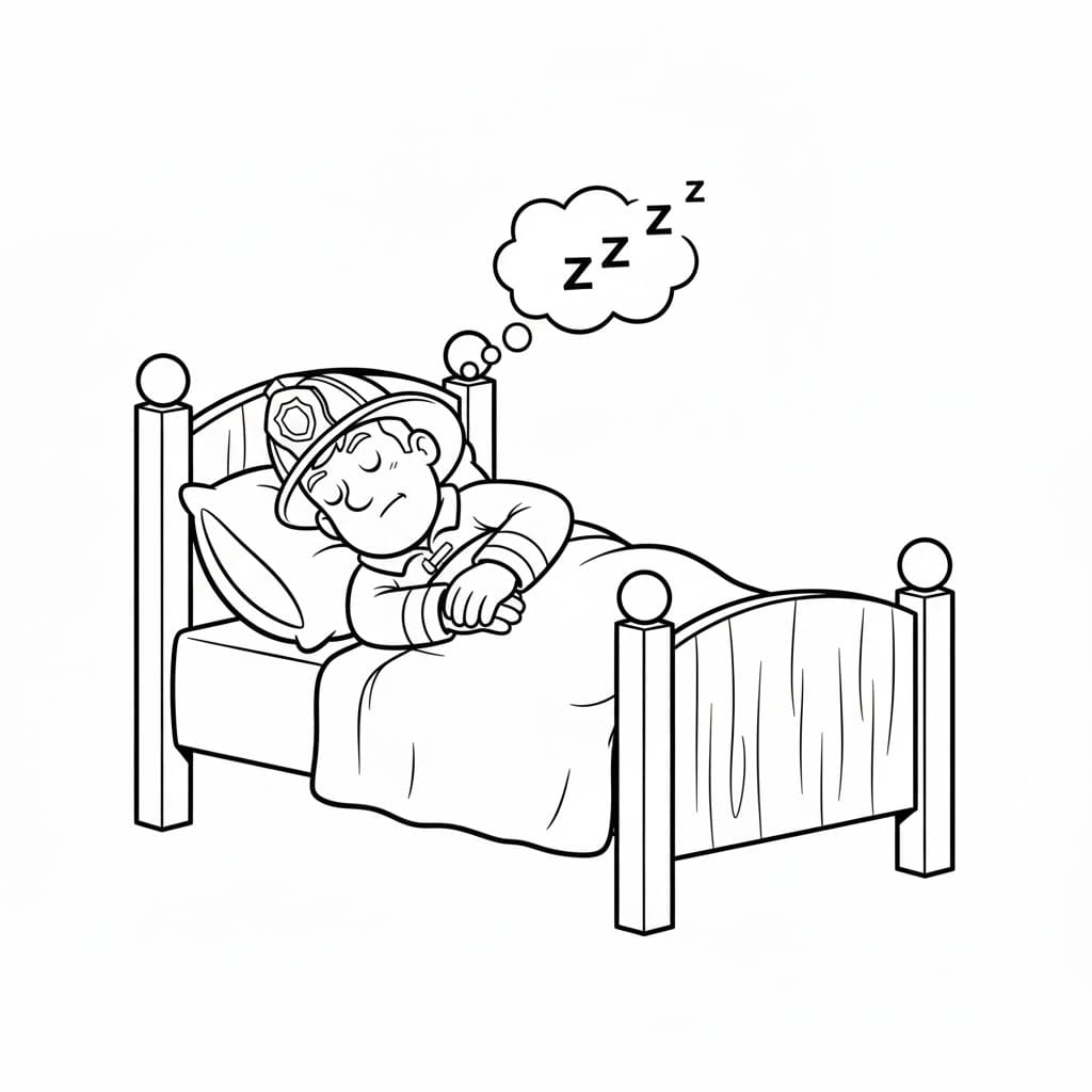 ระบายสี นักดับเพลิงแซมนอนหลับ