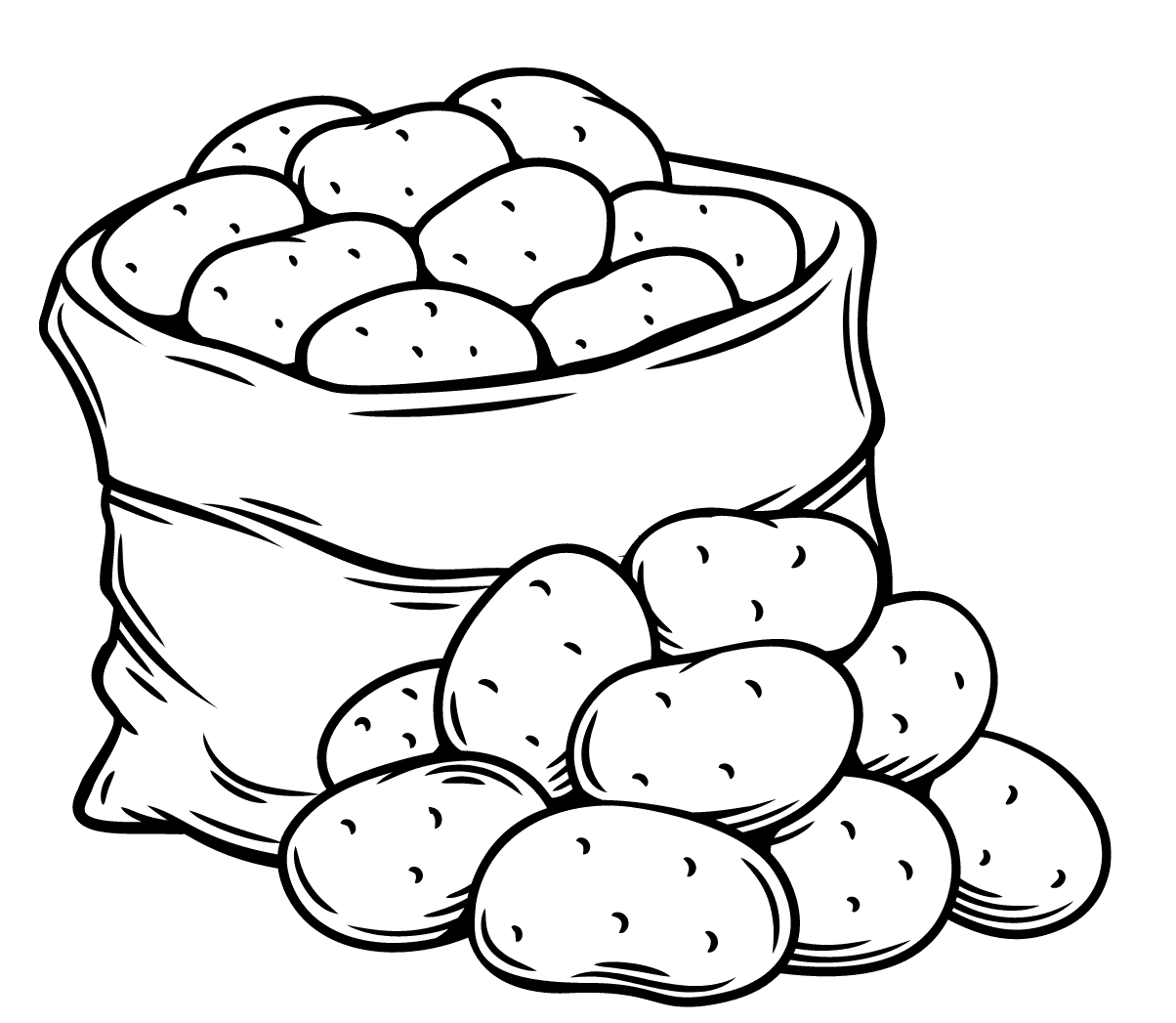 ระบายสี ภาพกระสอบมันฝรั่ง