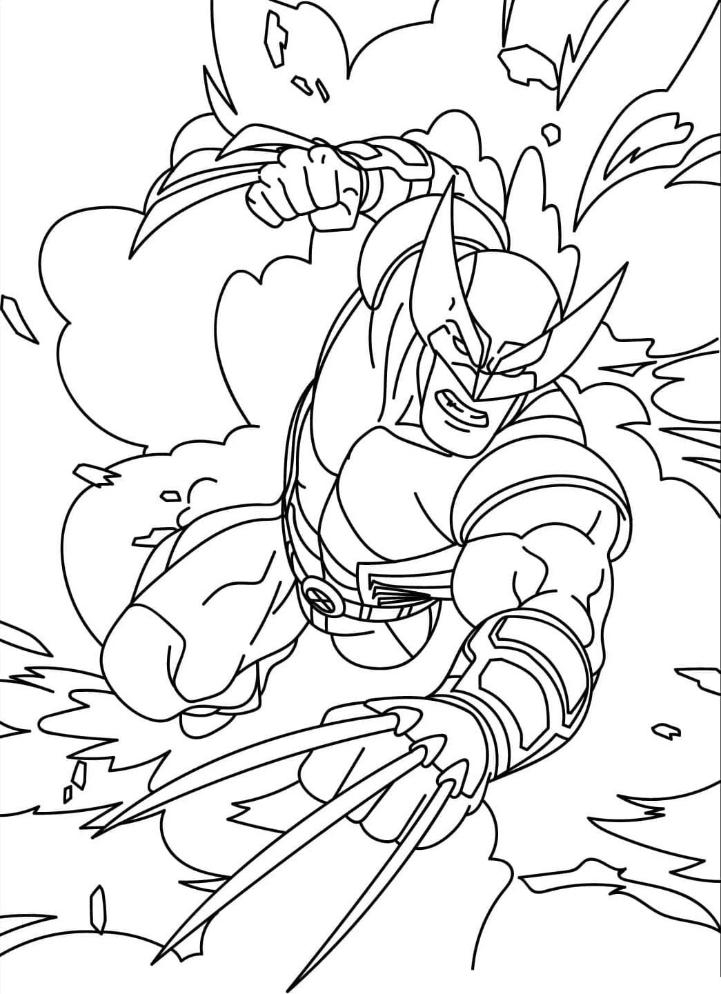 ระบายสี วูล์ฟเวอรีนพุ่งเข้าต่อสู้