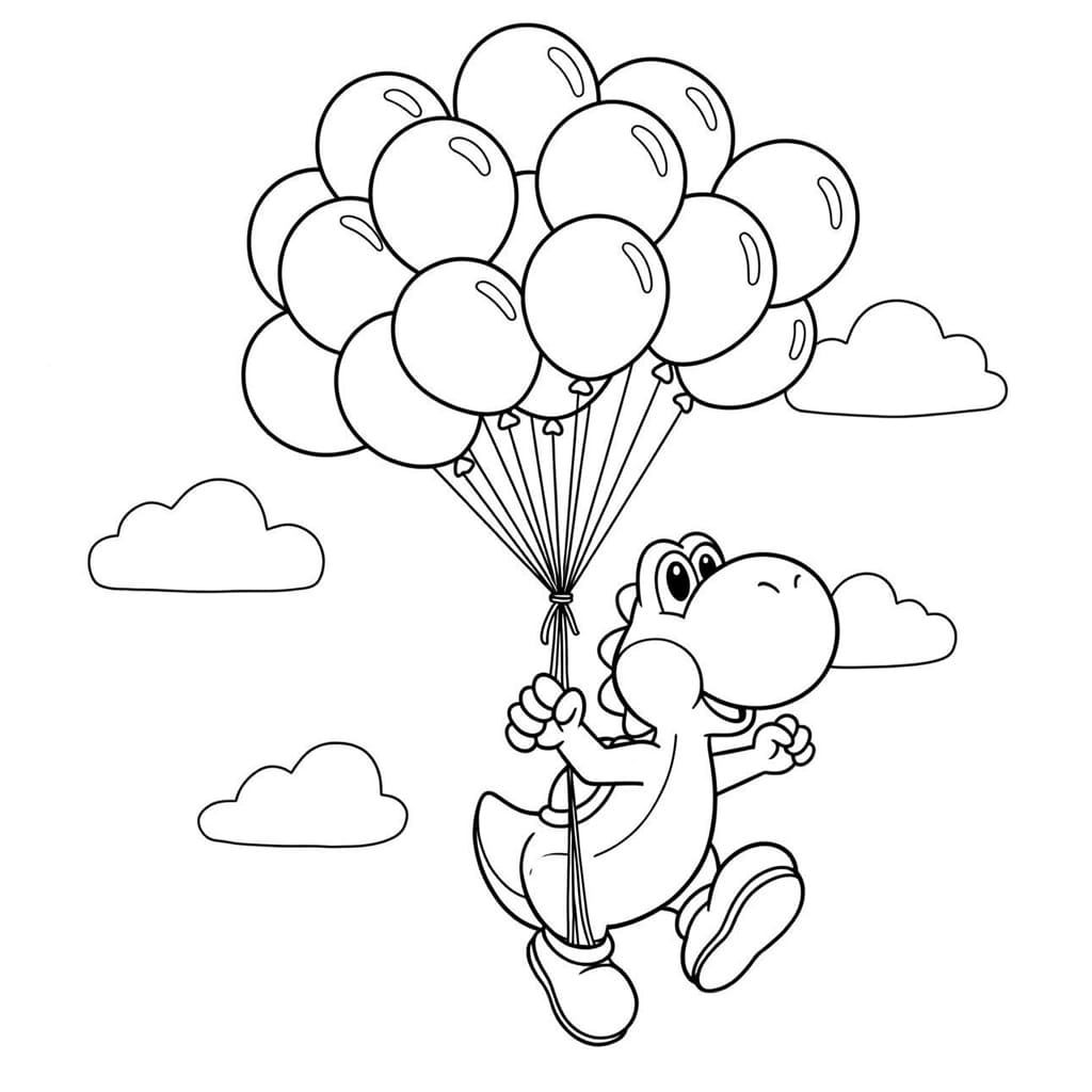 ระบายสี โยชิกับลูกโป่ง