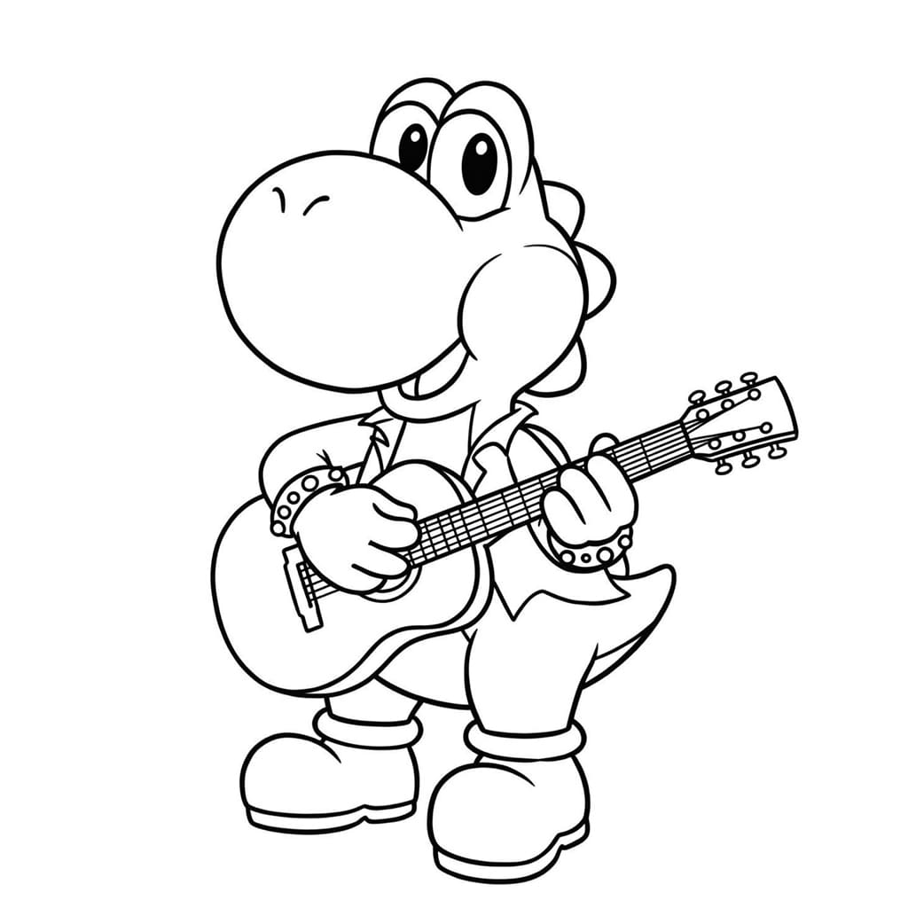 ระบายสี โยชิกำลังเล่นกีตาร์