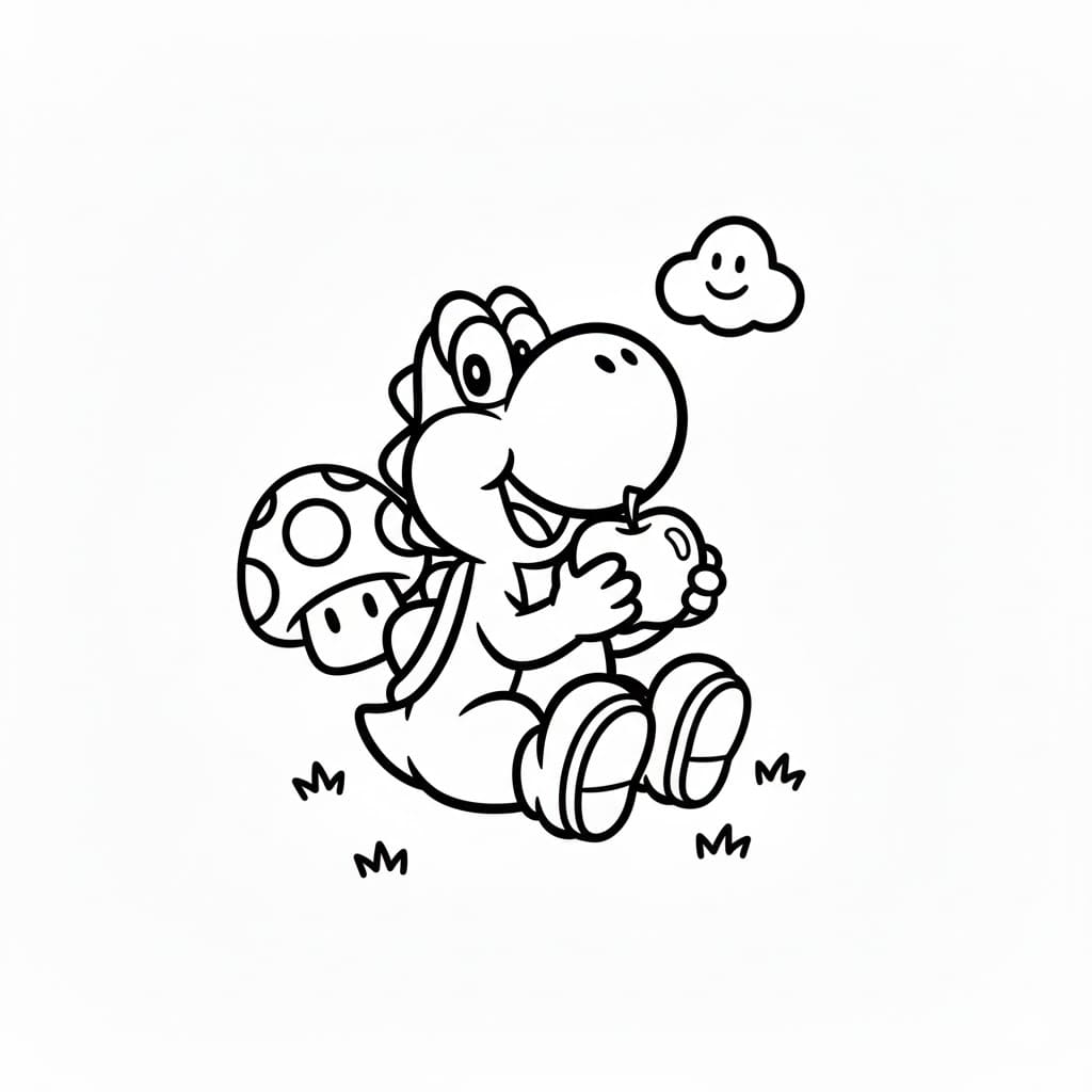 ระบายสี โยชิกำลังนั่ง