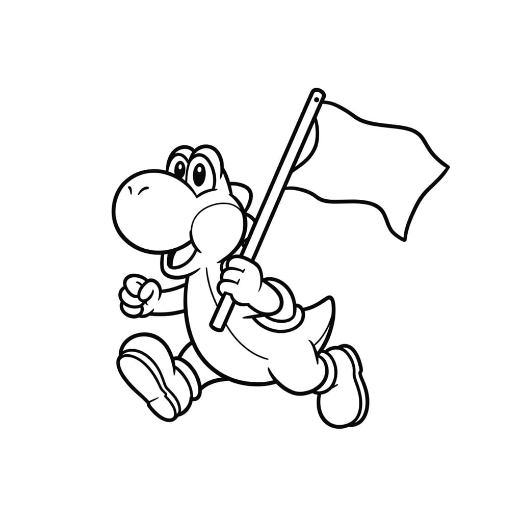 ระบายสี โยชิถือธง