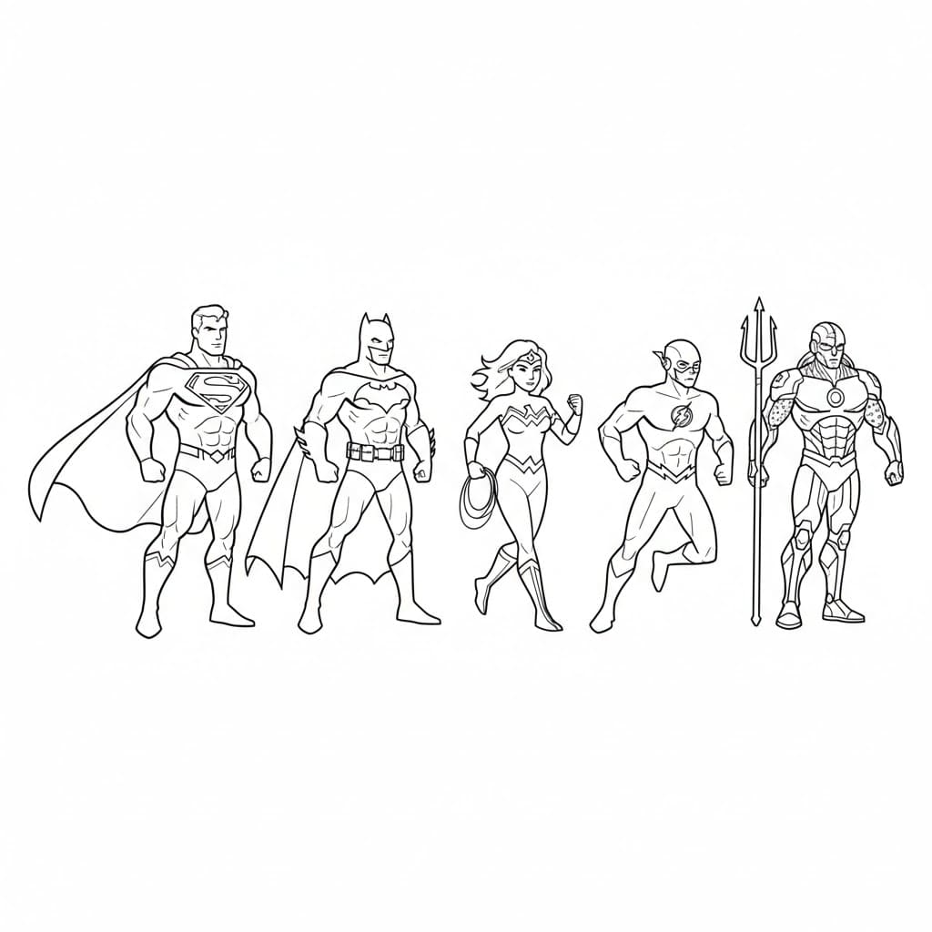 ระบายสี จัสติซ ลีก เรียบง่าย