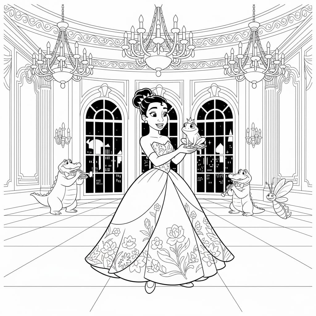 ระบายสี เจ้าหญิงกับกบ พิมพ์ฟรี