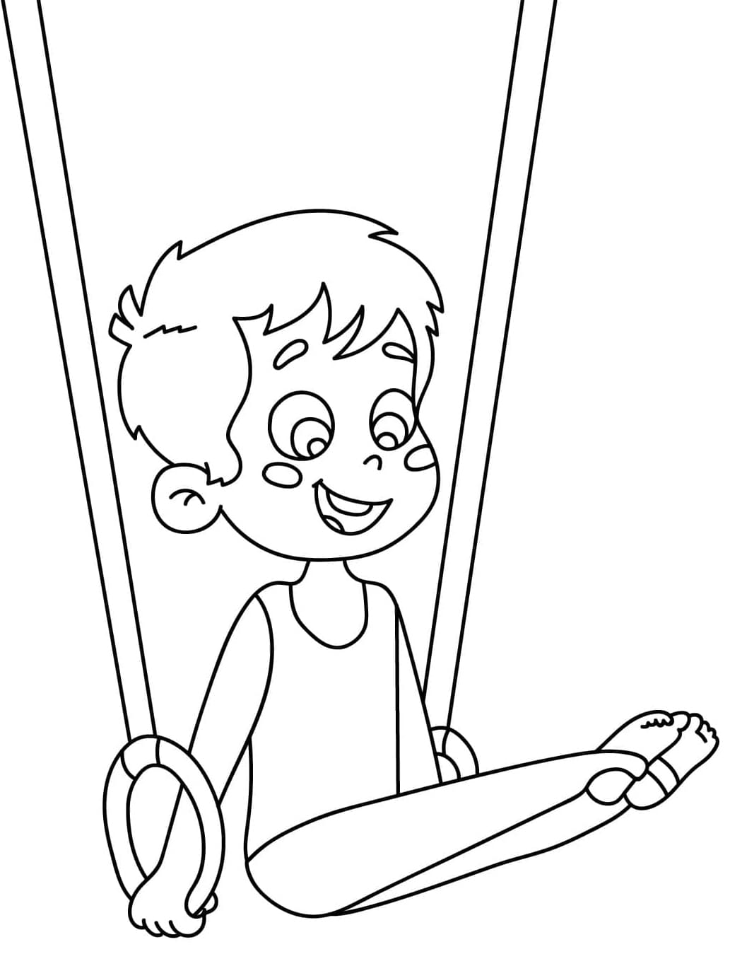 ระบายสี เด็กชายกำลังเล่นห่วงยิมนาสติก