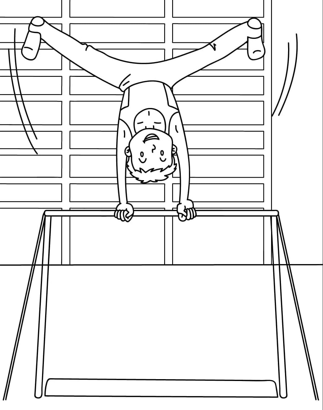 ระบายสี เด็กชายกำลังทรงตัวบนคาน