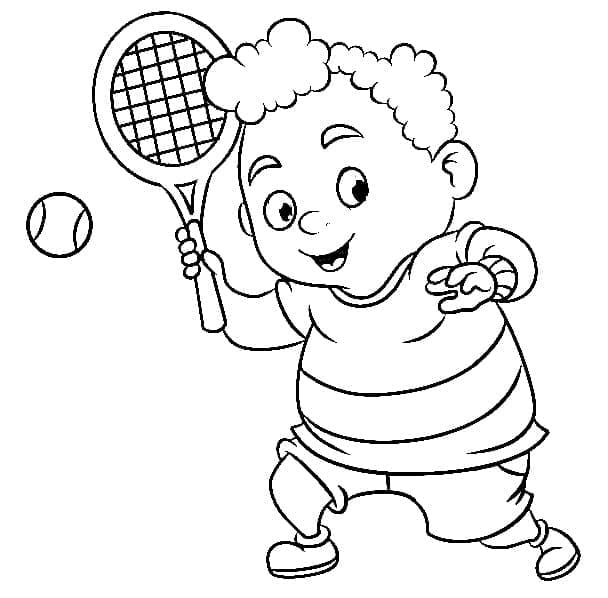 ระบายสี เด็กชายเล่นเทนนิสฟรี
