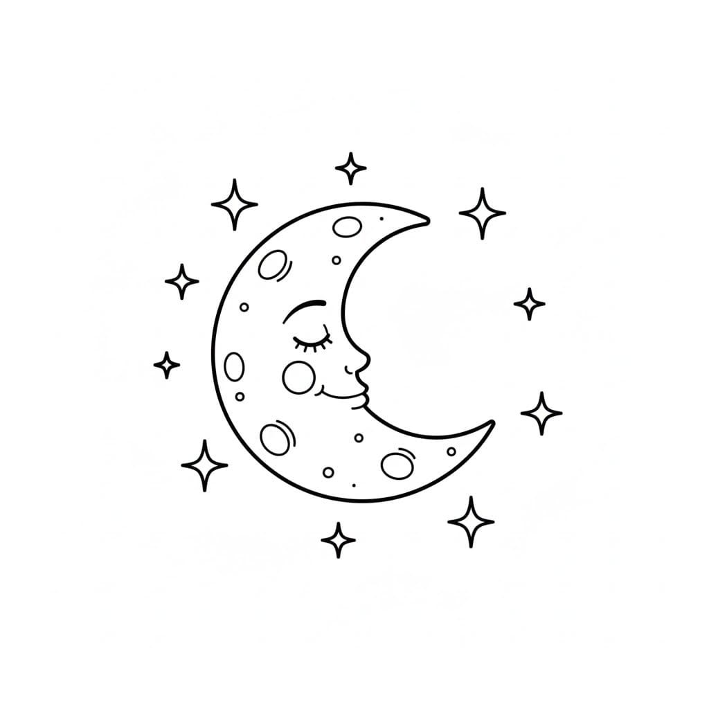 ระบายสี ดวงจันทร์เรียบง่าย