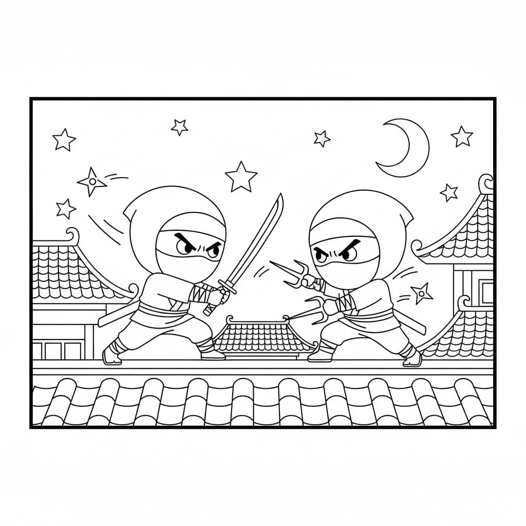 ระบายสี การต่อสู้ของนินจา