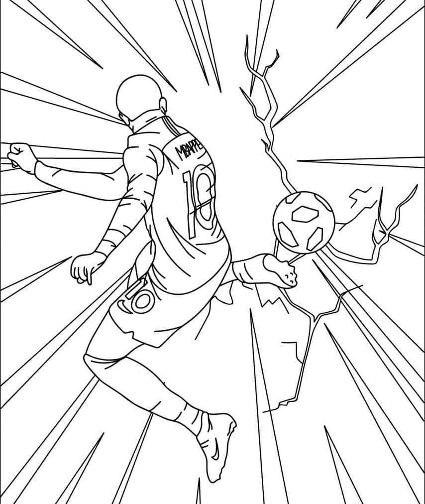 ระบายสี คีเลียน เอ็มบัปเป้ เตะฟุตบอล