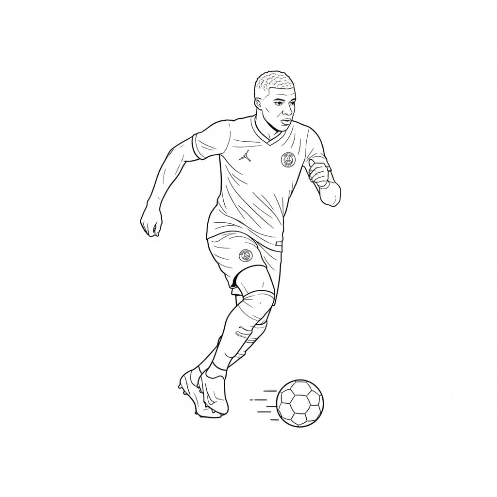 ระบายสี คีเลียน เอ็มบัปเป้ วิ่งด้วยลูกบอล