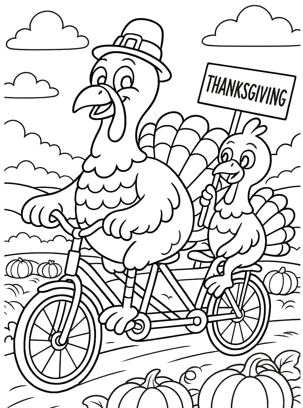 ระบายสี ไก่งวงสองตัว