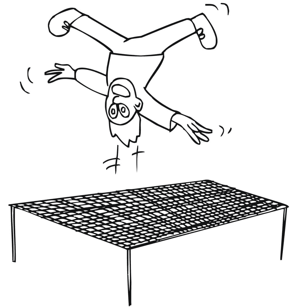 ระบายสี กระโดดคว่ำบนแทรมโพลีน