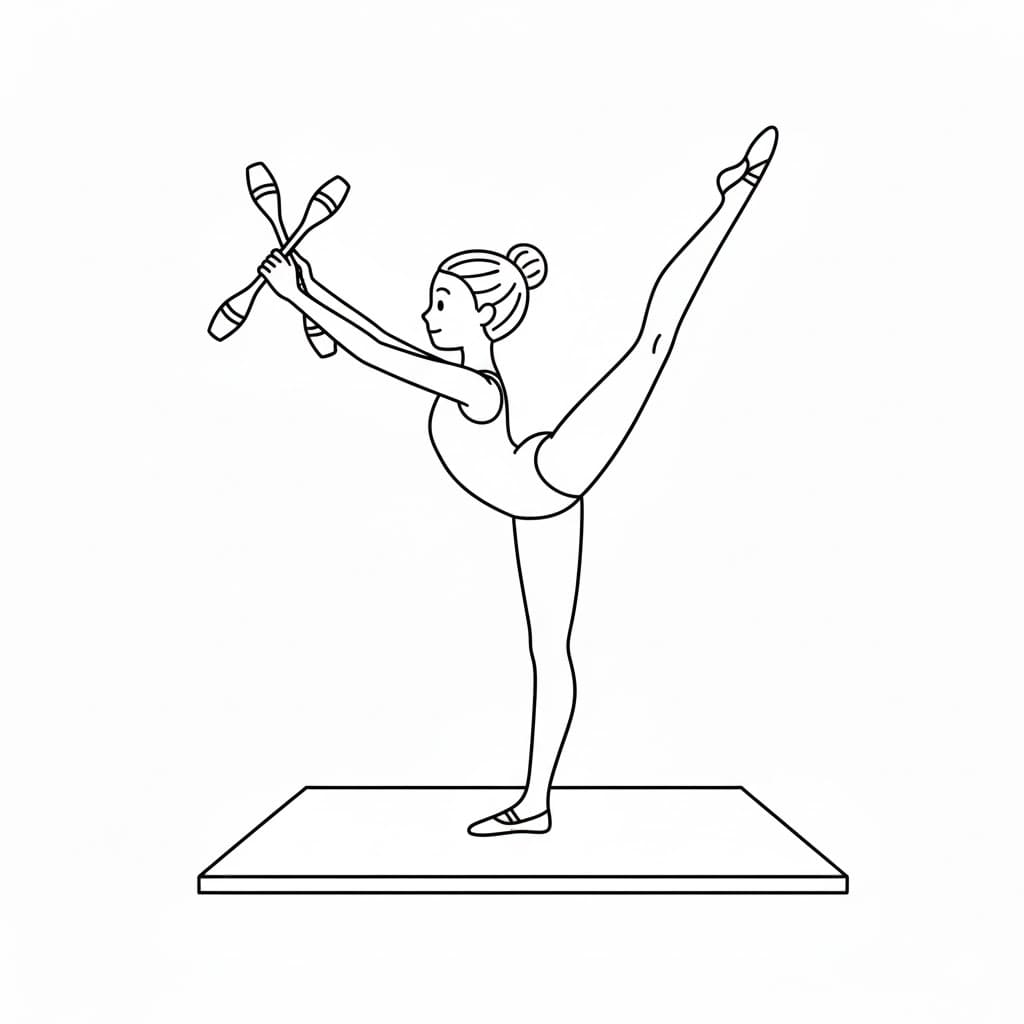 ระบายสี ลายยิมนาสติกศิลป์สำหรับเด็ก