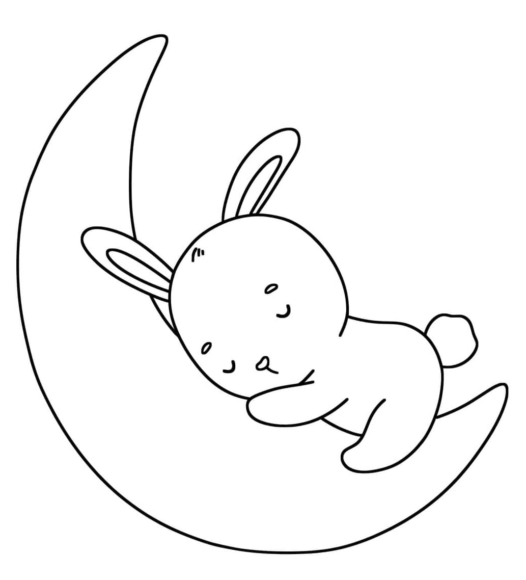 ระบายสี ลูกกระต่ายนอนบนดวงจันทร์