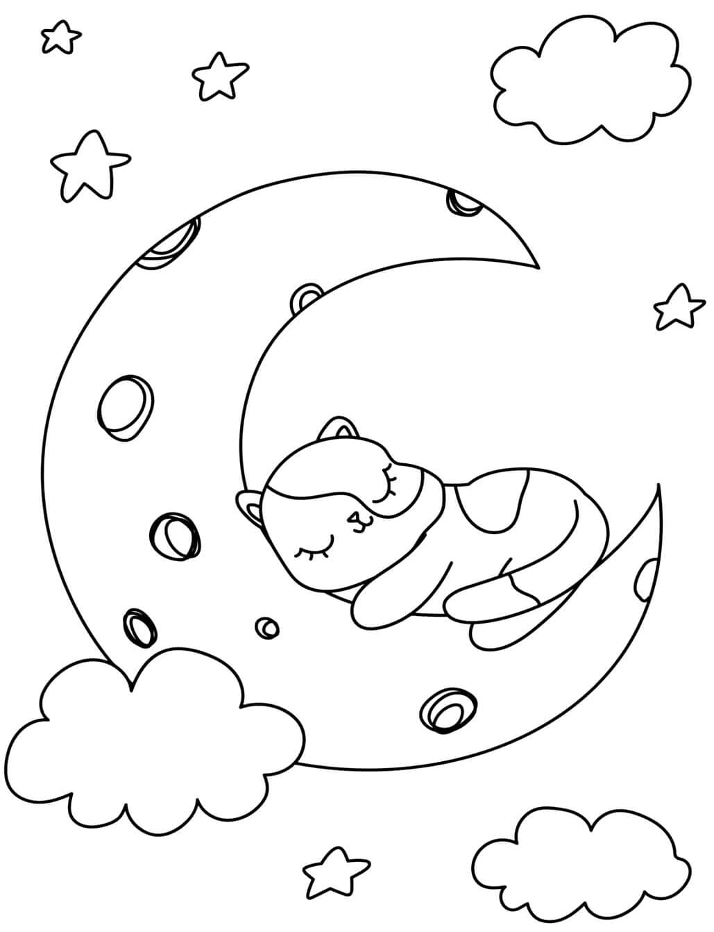 ระบายสี แมวนอนหลับบนดวงจันทร์