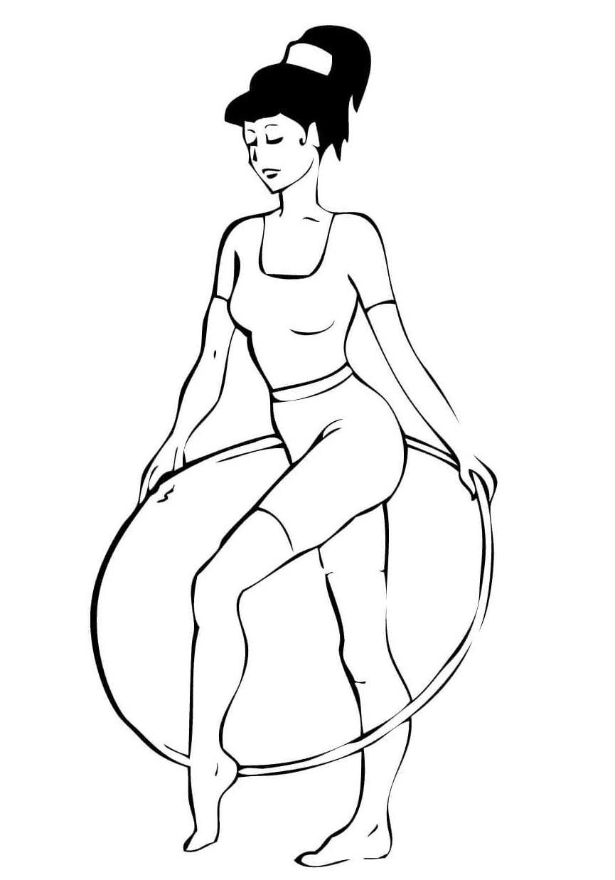 ระบายสี นักยิมนาสติกลีลาแสดงด้วยห่วง