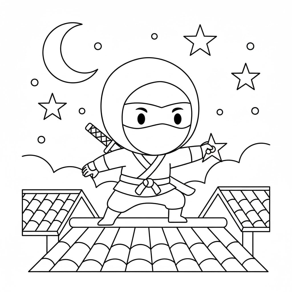 ระบายสี นินจาบนบ้าน