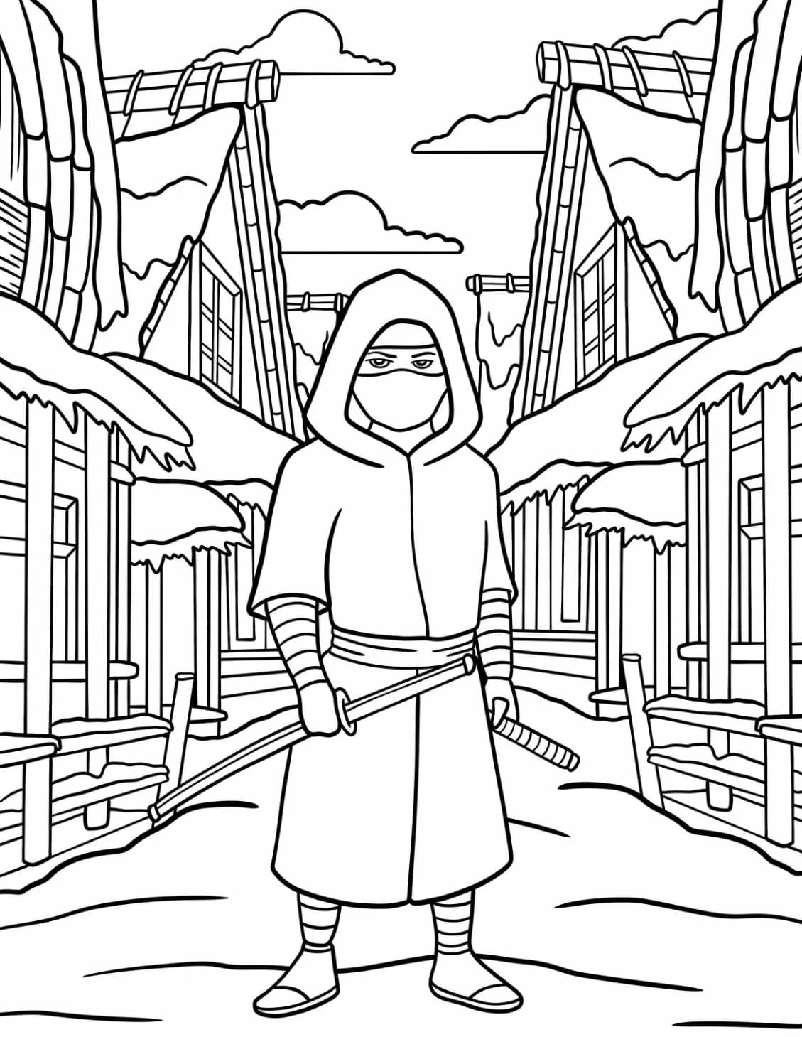 ระบายสี นินจาในหมู่บ้านญี่ปุ่นเก่า