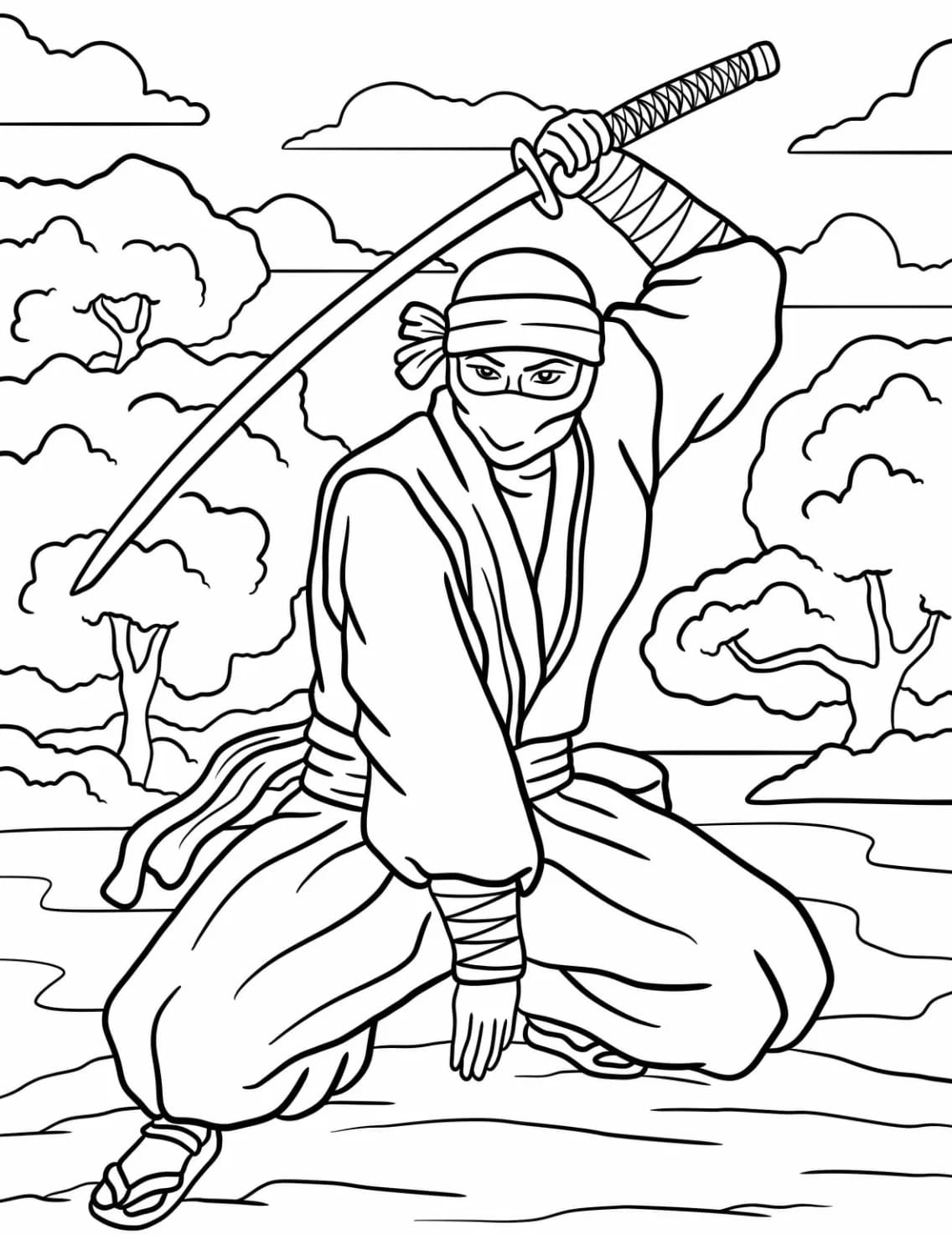 ระบายสี นินจาในท่าต่อสู้