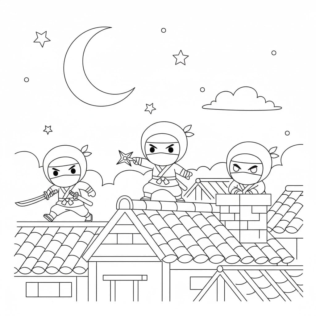 ระบายสี นินจาสามตัว