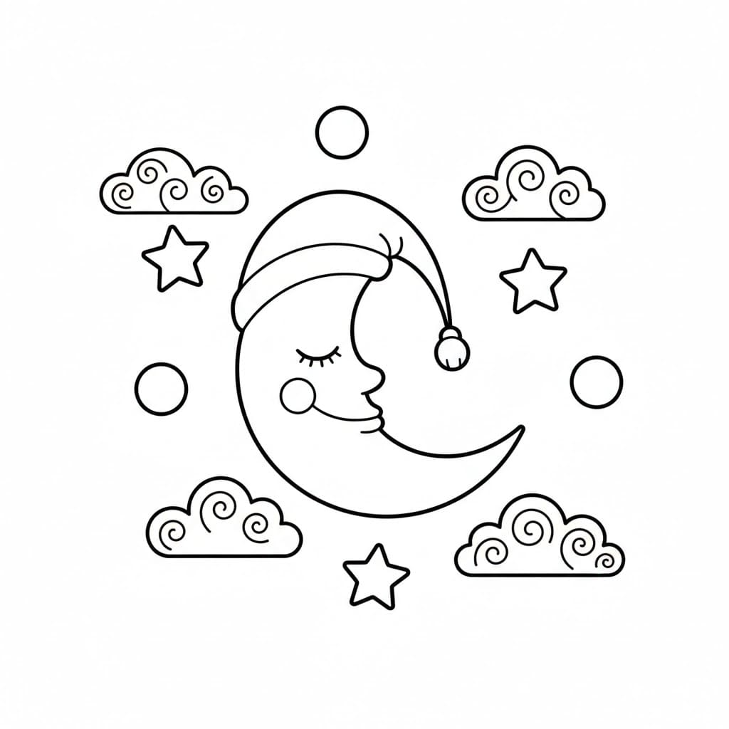 ระบายสี พระจันทร์หลับ