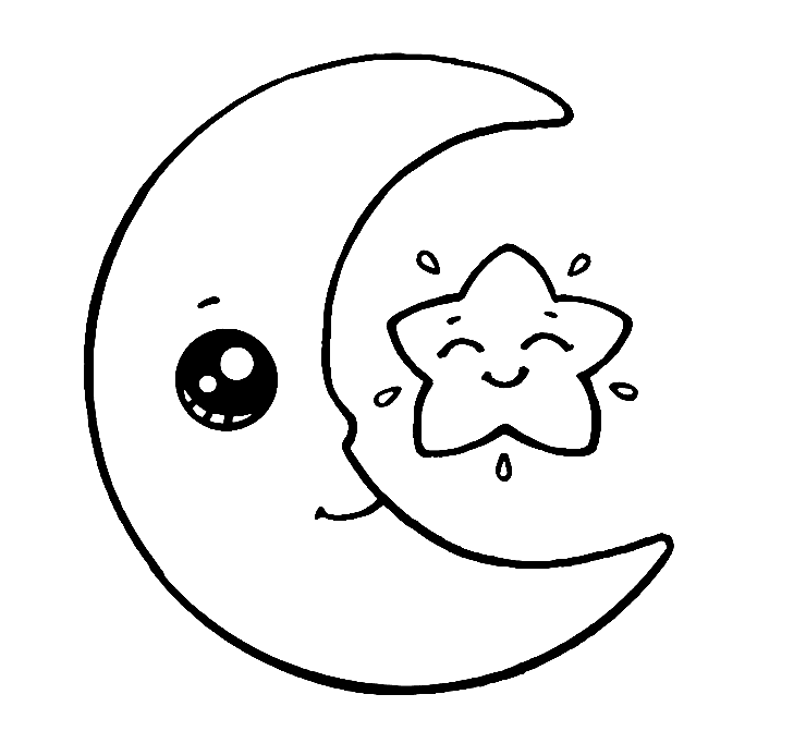 ระบายสี พระจันทร์และดวงดาวน่ารัก