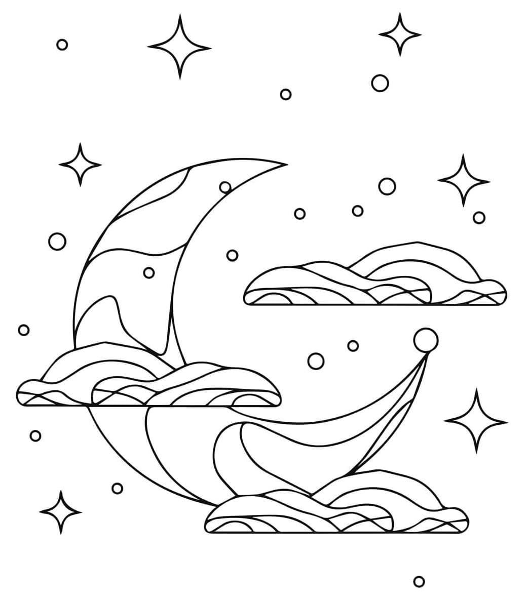 ระบายสี พระจันทร์มีเมฆ