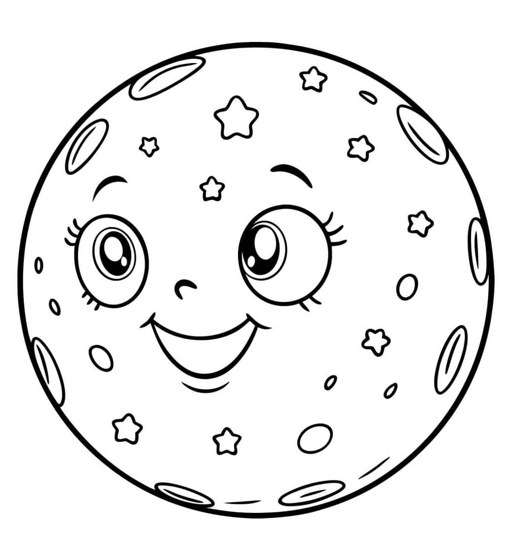 ระบายสี พระจันทร์เต็มดวงน่ารัก