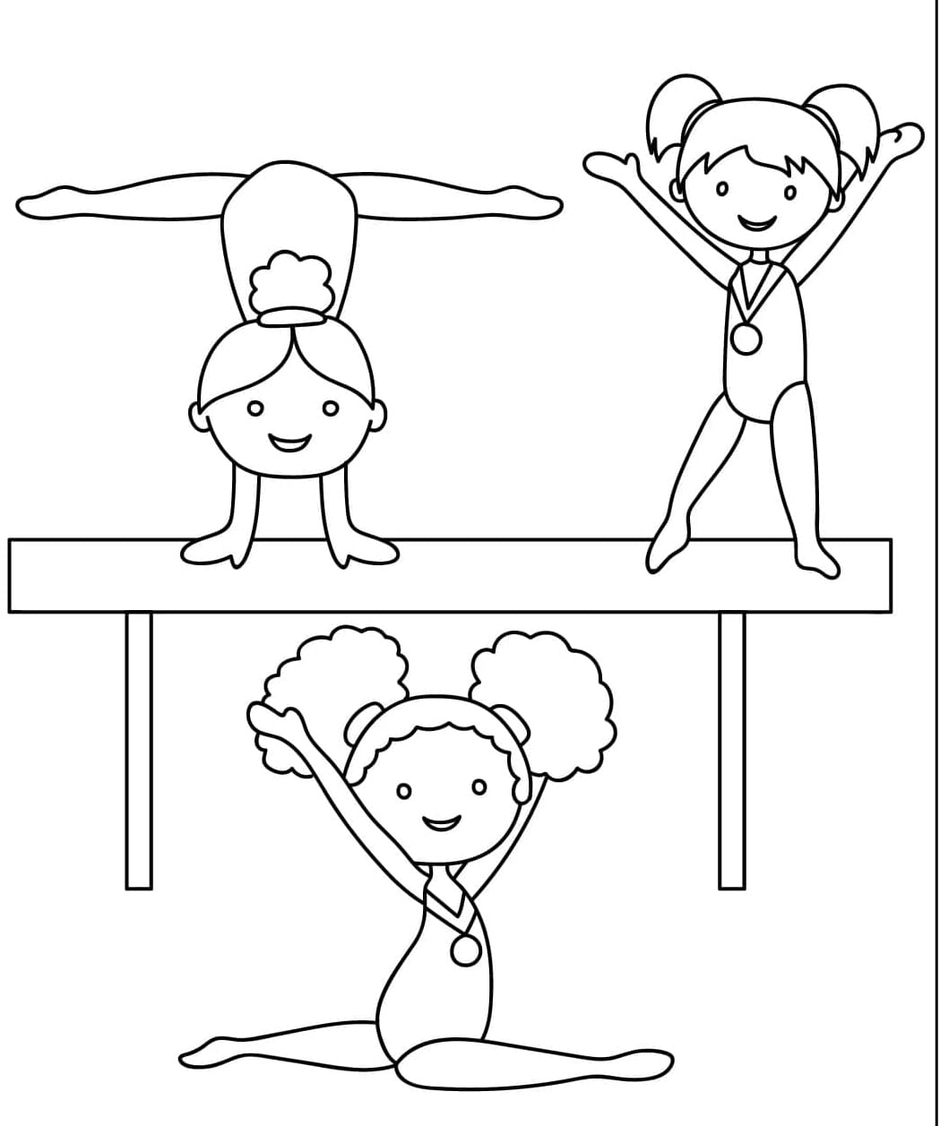 ระบายสี สาวๆ กำลังเล่นยิมนาสติก