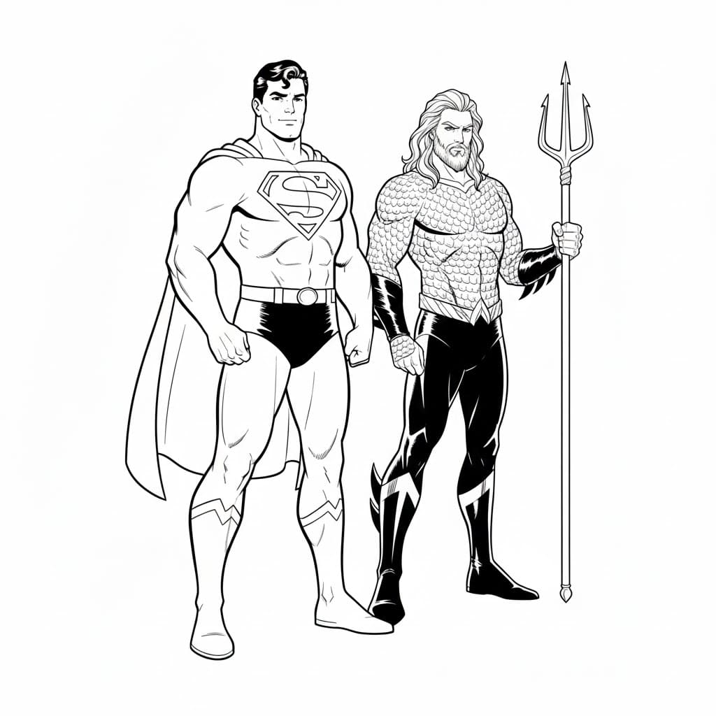 ระบายสี ซูเปอร์แมนและอควาแมน