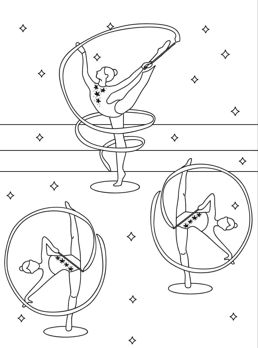 ระบายสี ยิมนาสติกลีลาพร้อมริบบิ้น