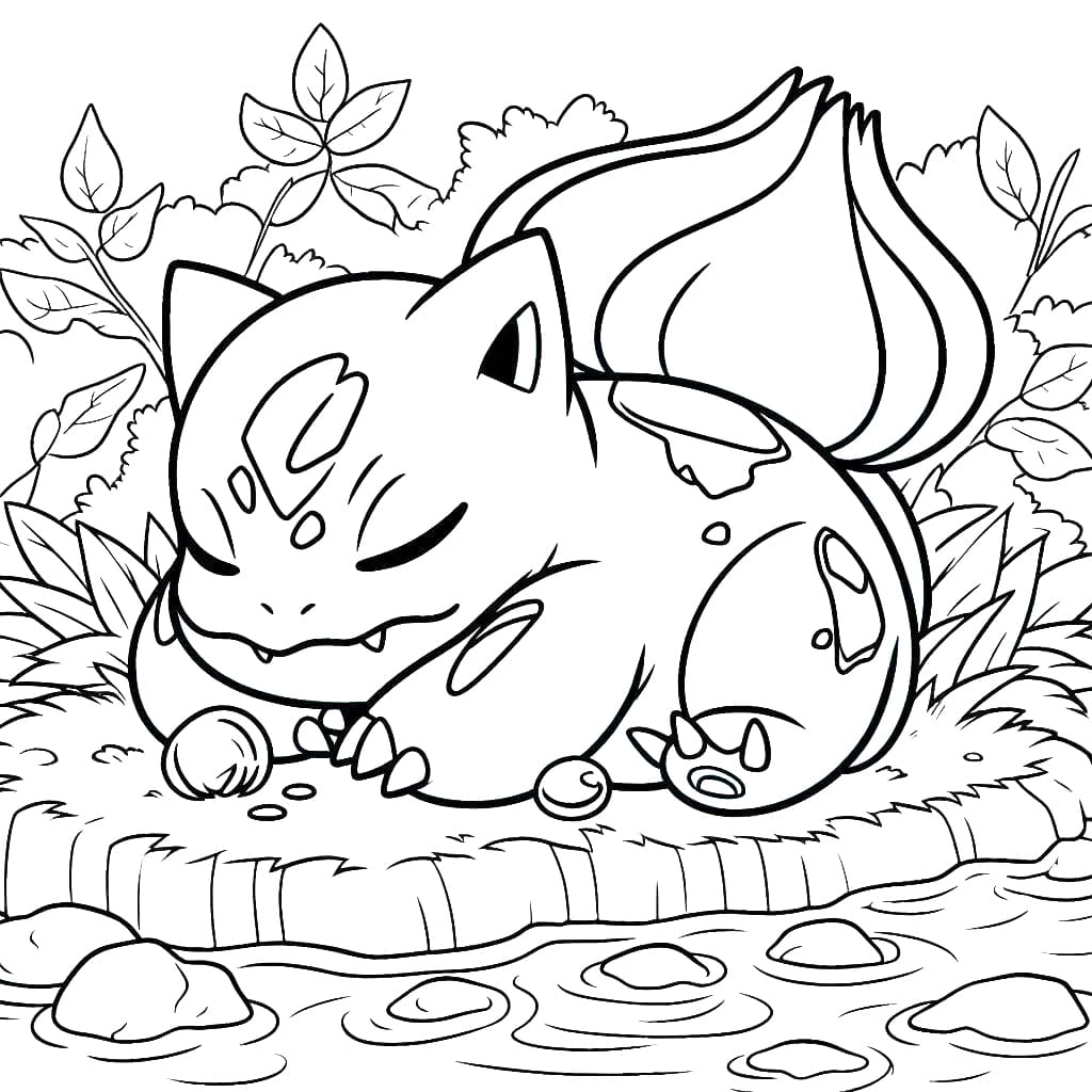 ระบายสี บุลบาซอร์กำลังหลับ