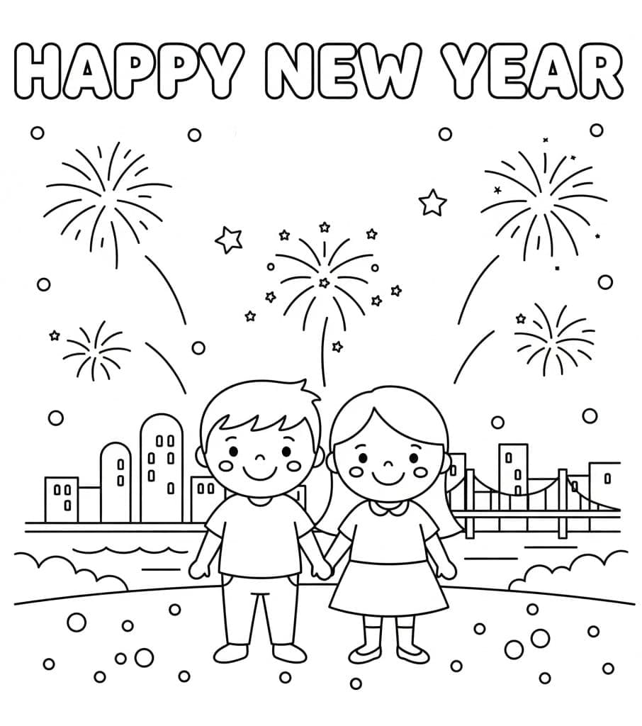 ระบายสี เด็กๆ และสุขสันต์ปีใหม่