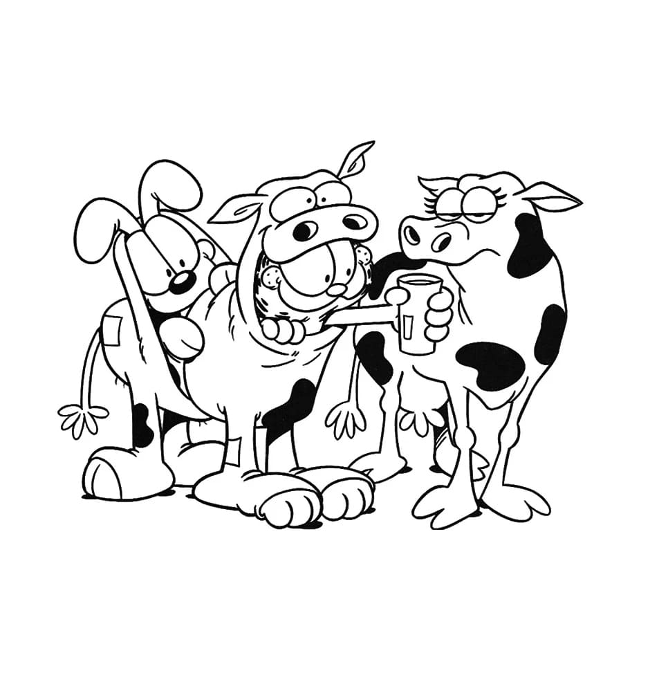 ระบายสี การ์ฟิลด์แต่งตัวเป็นวัว