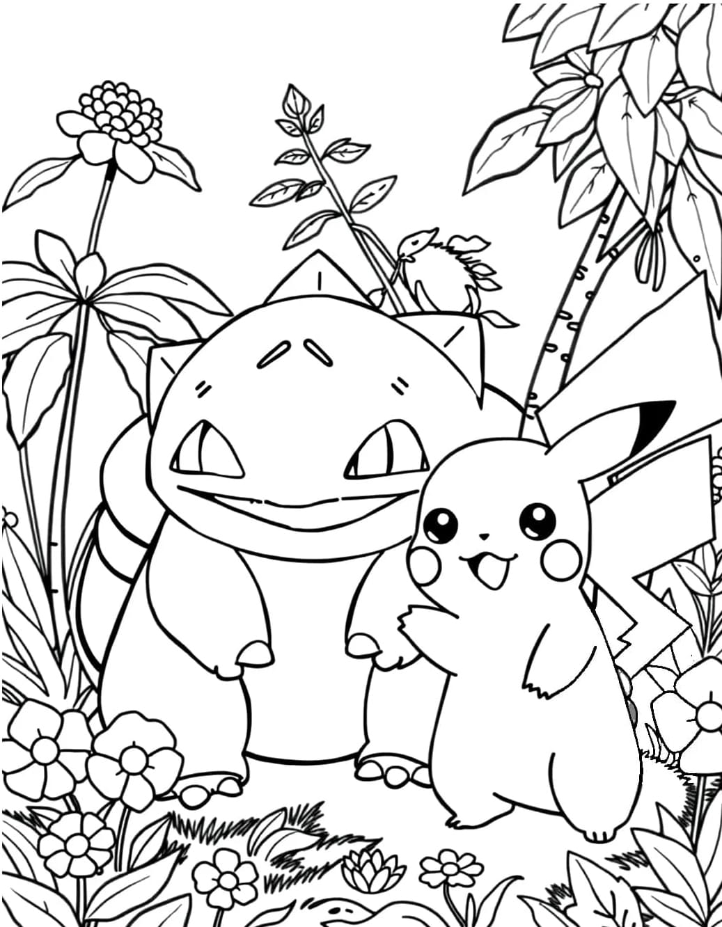 ระบายสี การ์ตูนบุลบาซอร์และปิกาจู