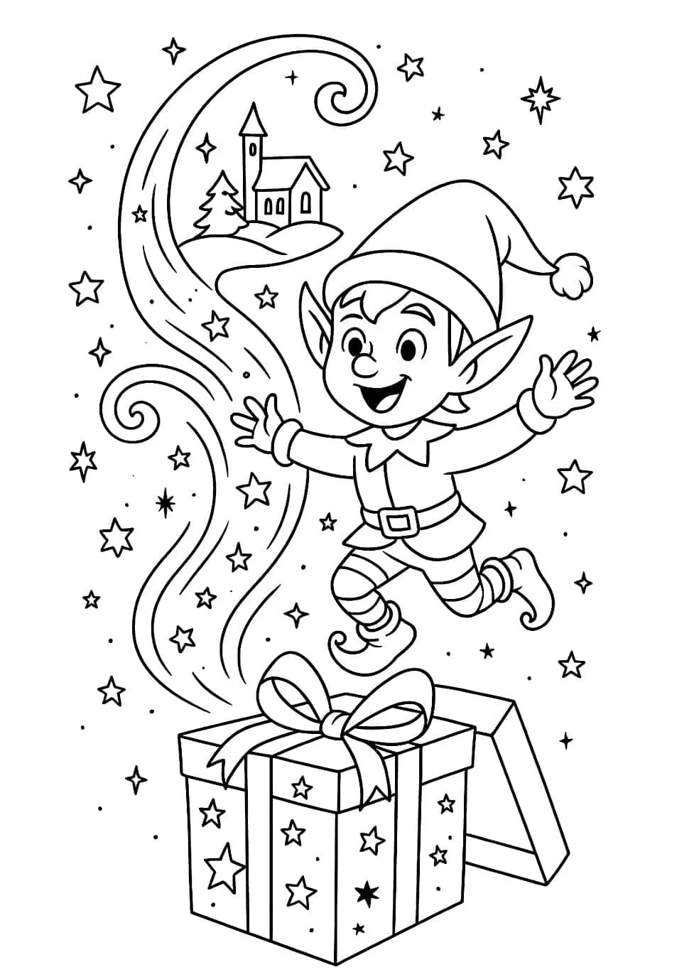 ระบายสี การ์ตูนของขวัญคริสต์มาสฟรี