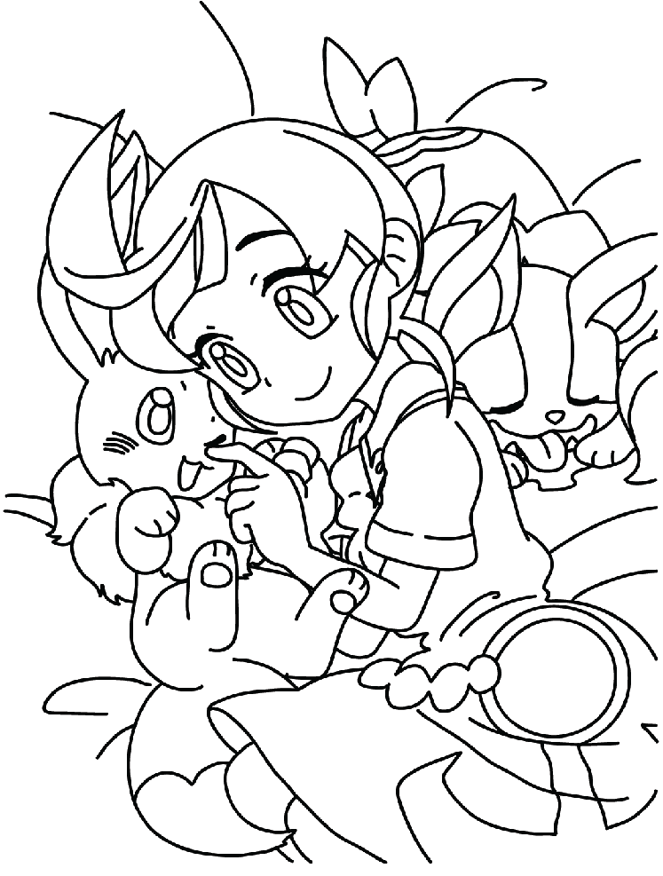 ระบายสี โคลอี้ เซอรีส แยมเปอร์ และอีวุย โปเกมอน