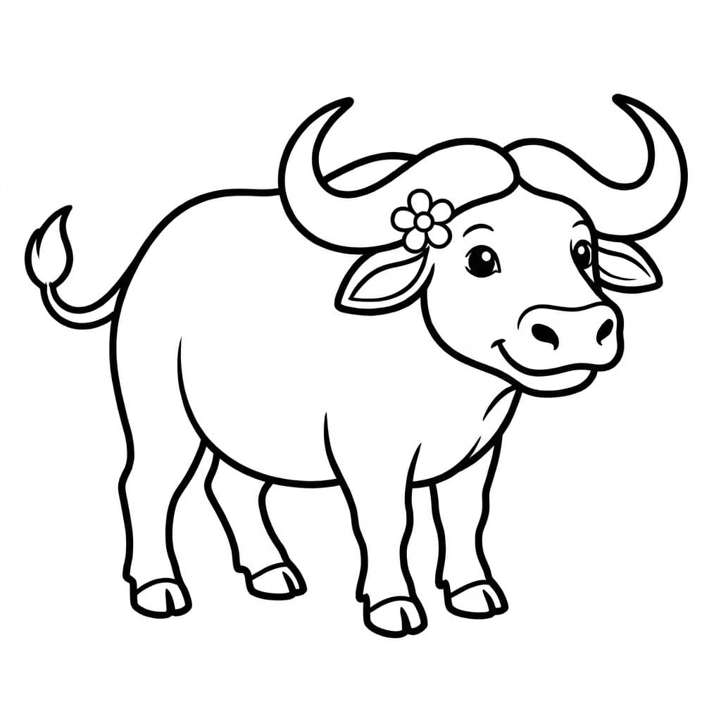 ระบายสี ควายกับดอกไม้