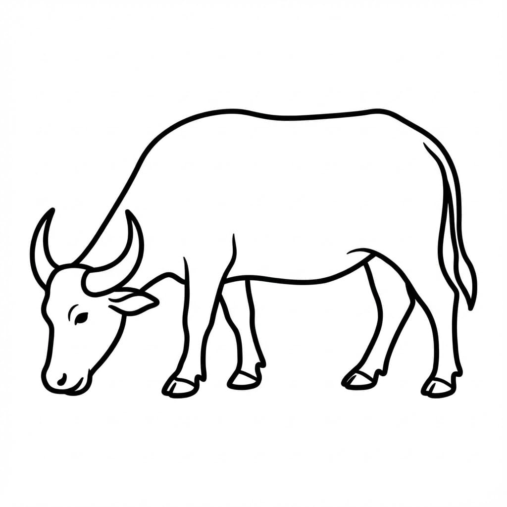 ระบายสี ควายกินหญ้า